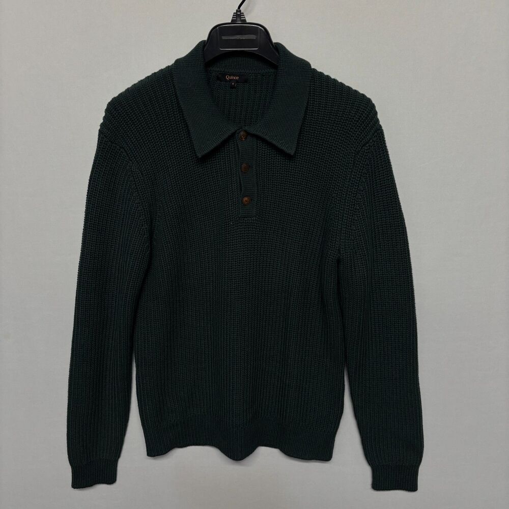 Quince Men 100% Organic Cotton Fisherman Polo Sweater Size Small FA24 C139 -20